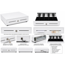 Cajón portamonedas automático HS-410 41x41 para TPV blanco